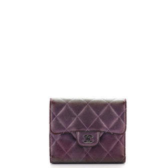 Chanel CC Compact Classic Flap Wallet Quilted Iridescent Lambskin