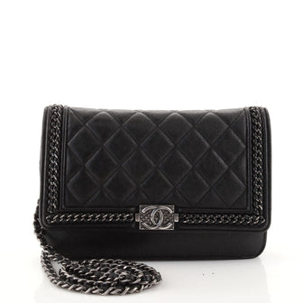 Chanel Chain Around Boy Wallet on Chain Quilted Aged Calfskin with Chain Detail