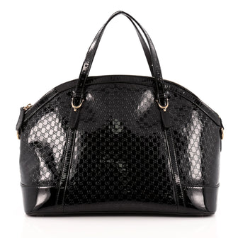 Gucci Nice Top Handle Bag Patent Microguccissima Leather Medium
