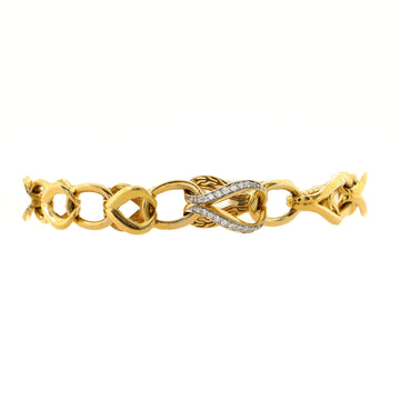 John Hardy Asli Link Chain Bracelet 18K Yellow Gold with Diamonds