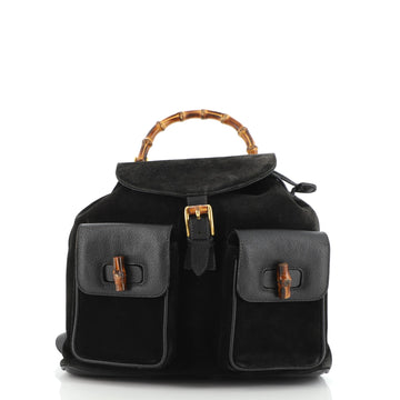 Gucci Vintage Bamboo Backpack Suede Medium