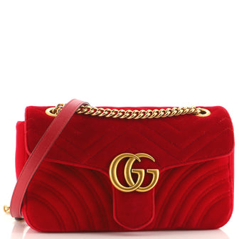 Gucci GG Marmont Flap Bag Matelasse Velvet Small