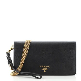 Prada Wristlet Wallet on Chain Saffiano Leather Mini