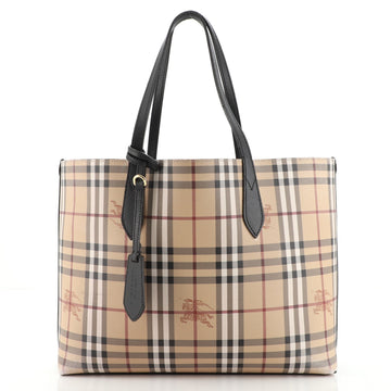 Burberry Reversible Tote Haymarket Coated Canvas and Leather Medium