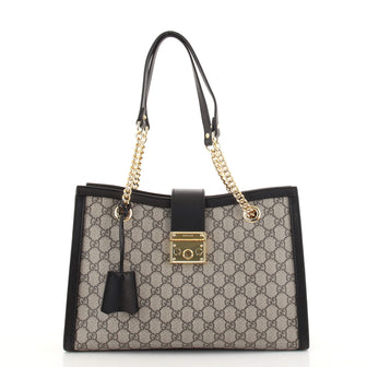 Gucci Padlock Chain Tote GG Coated Canvas Medium