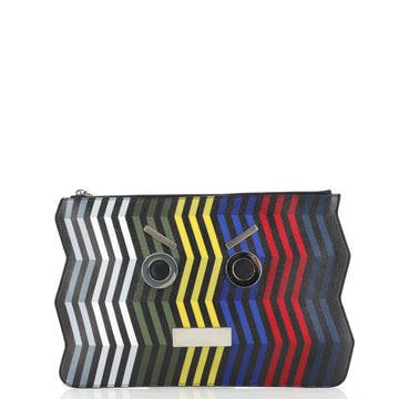 Fendi Faces Pouch Printed Leather Medium
