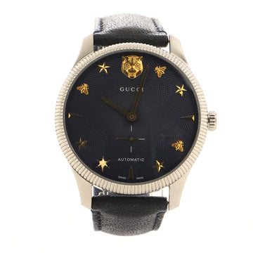 Gucci G-Timeless Tiger Charm Automatic Watch Stainless Steel and Leather 40