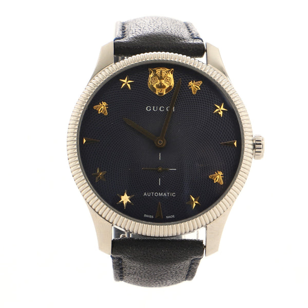 GUCCI G-timeless ウォッチ Gucci G-Timeless Tiger Charm Automatic Watch Stainless Steel and