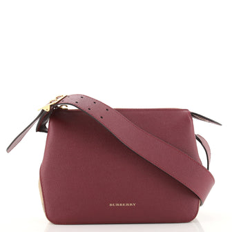 Burberry Helmsley Crossbody Bag Leather with House Check Canvas Small