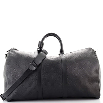 Louis Vuitton Keepall Bandouliere Bag Monogram Shadow Leather 50 Black  13491821