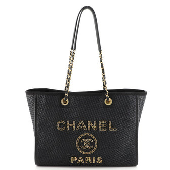 Chanel Deauville Tote Straw with Chain Detail Small