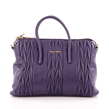 Miu Miu Miu Miu Convertible Paneled Zip Tote Matelasse Leather Large
