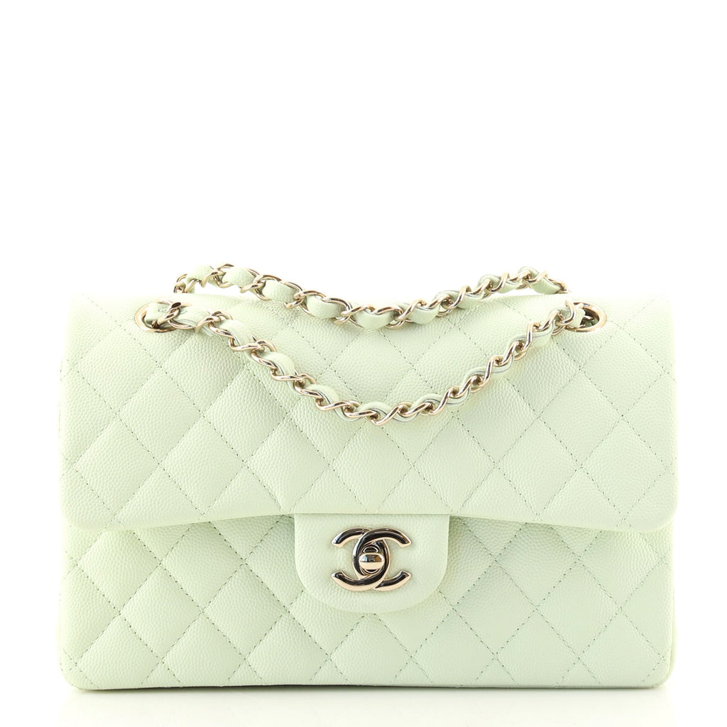 Chanel Classic Double Flap Bag Quilted Caviar Small Green 1349524