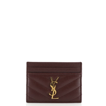 Saint Laurent Classic Monogram Card Holder Matelasse Chevron Leather