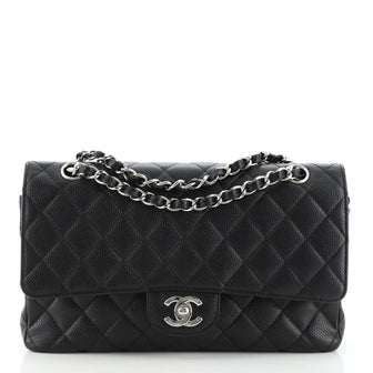 Chanel Vintage Classic Double Flap Bag Quilted Caviar Medium