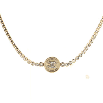 Chanel CC Round Button Choker Necklace Metal with Crystals