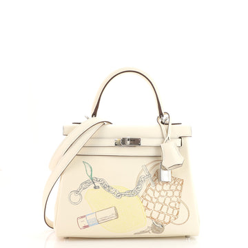 Hermes In and Out Kelly Handbag Limited Edition Swift with Palladium Hardware 25
