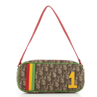 Christian Dior Vintage Rasta Baguette Shoulder Bag Diorissimo Canvas