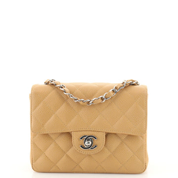 Chanel Vintage Square Classic Single Flap Bag Quilted Caviar Mini