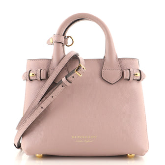 Burberry Banner Tote Leather and House Check Canvas Mini