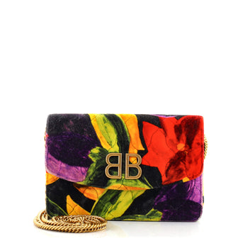 Balenciaga BB Chain Wallet Quilted Printed Velvet