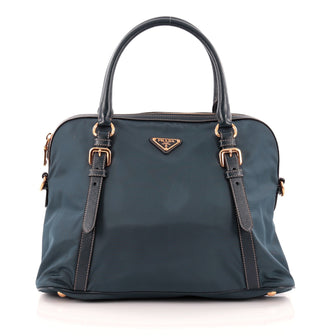 Prada Convertible Belted Satchel Tessuto and Saffiano Leather Medium