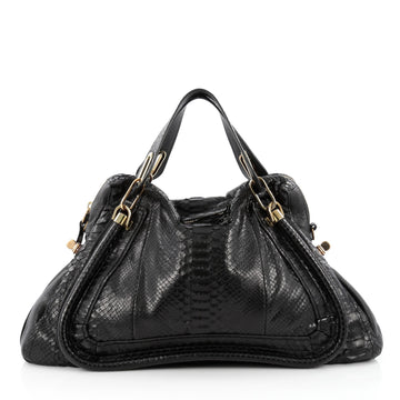 Chloe Paraty Shoulder Bag Python Large Black