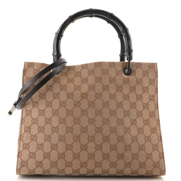 Gucci Bamboo Top Handle Convertible Tote GG Canvas Medium