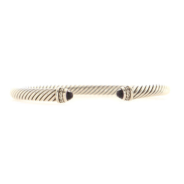 David Yurman Cable Classic Bracelet Sterling Silver with Amethyst and Diamonds 5mm