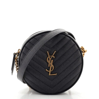 Saint Laurent Vinyle Round Camera Bag Matelasse Chevron Leather