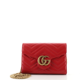 Gucci GG Marmont Chain Wallet Matelasse Leather Mini