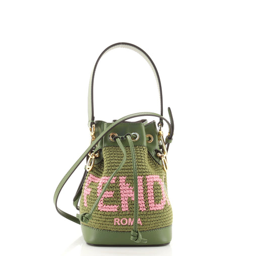 Fendi Mon Tresor Bucket Bag Crochet and Leather Mini 135328