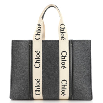 Chloe Woody Tote Recycled Felt with Leather and Canvas Large