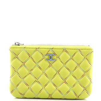 Chanel Double Stitch O Case Clutch Quilted Lambskin Small
