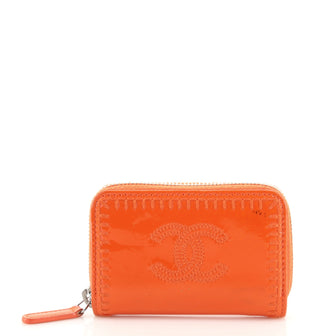 Chanel CC Zip Coin Purse Whipstitch Patent Small
