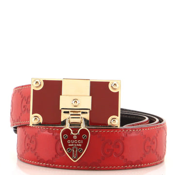 Gucci Vintage Heart Lock Belt Guccissima Leather Medium