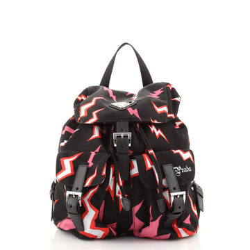 Prada Frankenstein Double Front Pocket Backpack Printed Tessuto Small