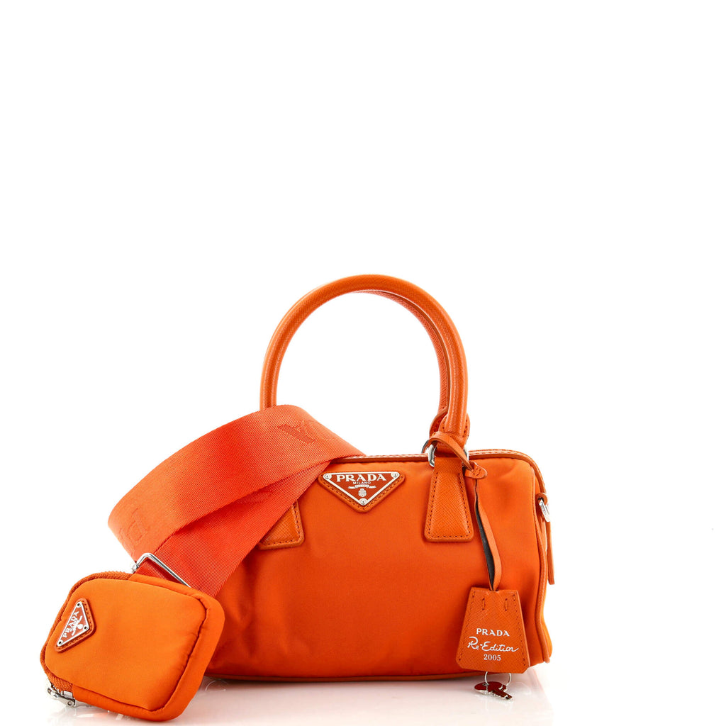 Orange Prada Re-edition Saffiano Leather Mini-bag