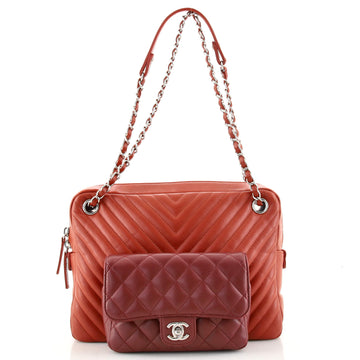 Chanel Paris-Hamburg Double Camera Case Bag Chevron and Diamond Quilted Calfskin Medium