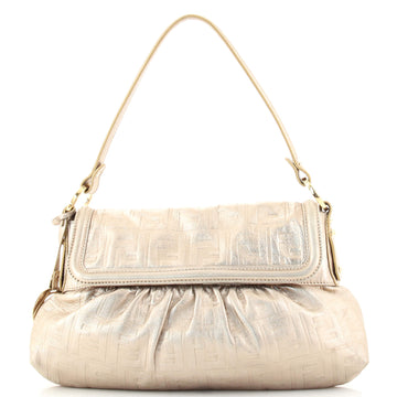 Fendi Chef Flap Bag Zucca Embossed Leather Medium