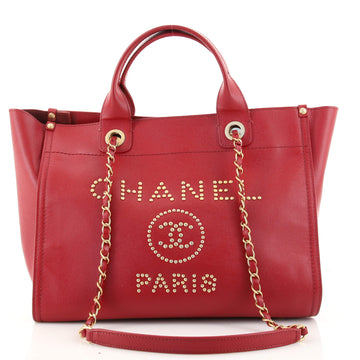 Chanel Deauville Tote Studded Caviar Small