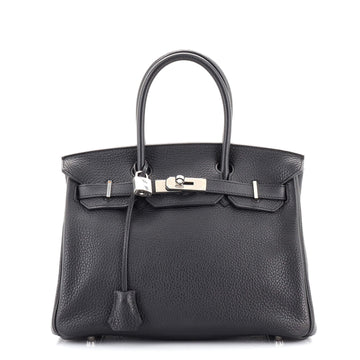 Hermes Birkin Handbag Black Togo with Palladium Hardware 30