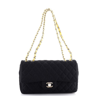Chanel Classic Single Flap Bag Quilted Perforated Jersey Medium