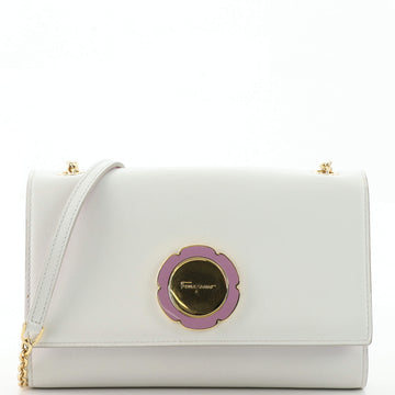 Salvatore Ferragamo Flower Detailed Chain Clutch Leather