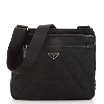 Prada Front Zip Messenger Quilted Tessuto Medium