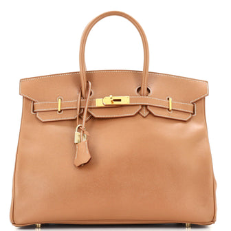 Hermes Birkin Handbag Brown Courchevel with Gold Hardware 35