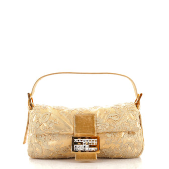 Fendi Baguette Bag Crystal and Bead Embellished Lace