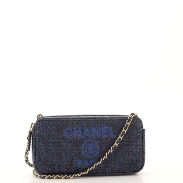 Chanel Deauville Double Zip Clutch with Chain Raffia