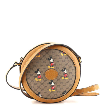 Gucci Disney Mickey Mouse Round Shoulder Bag Printed Mini GG Coated Canvas