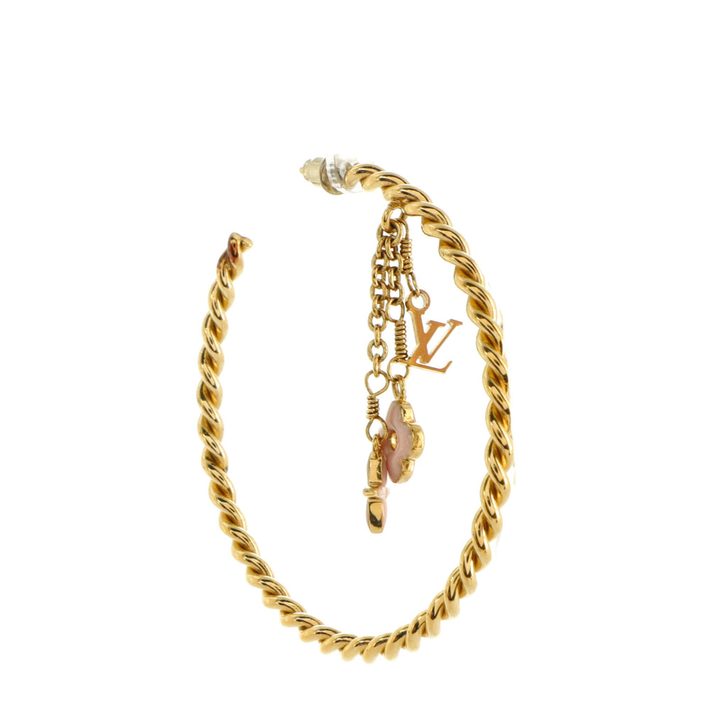 Louis Vuitton Sweet Monogram Hoop Earrings Metal and Resin Gold 135422104